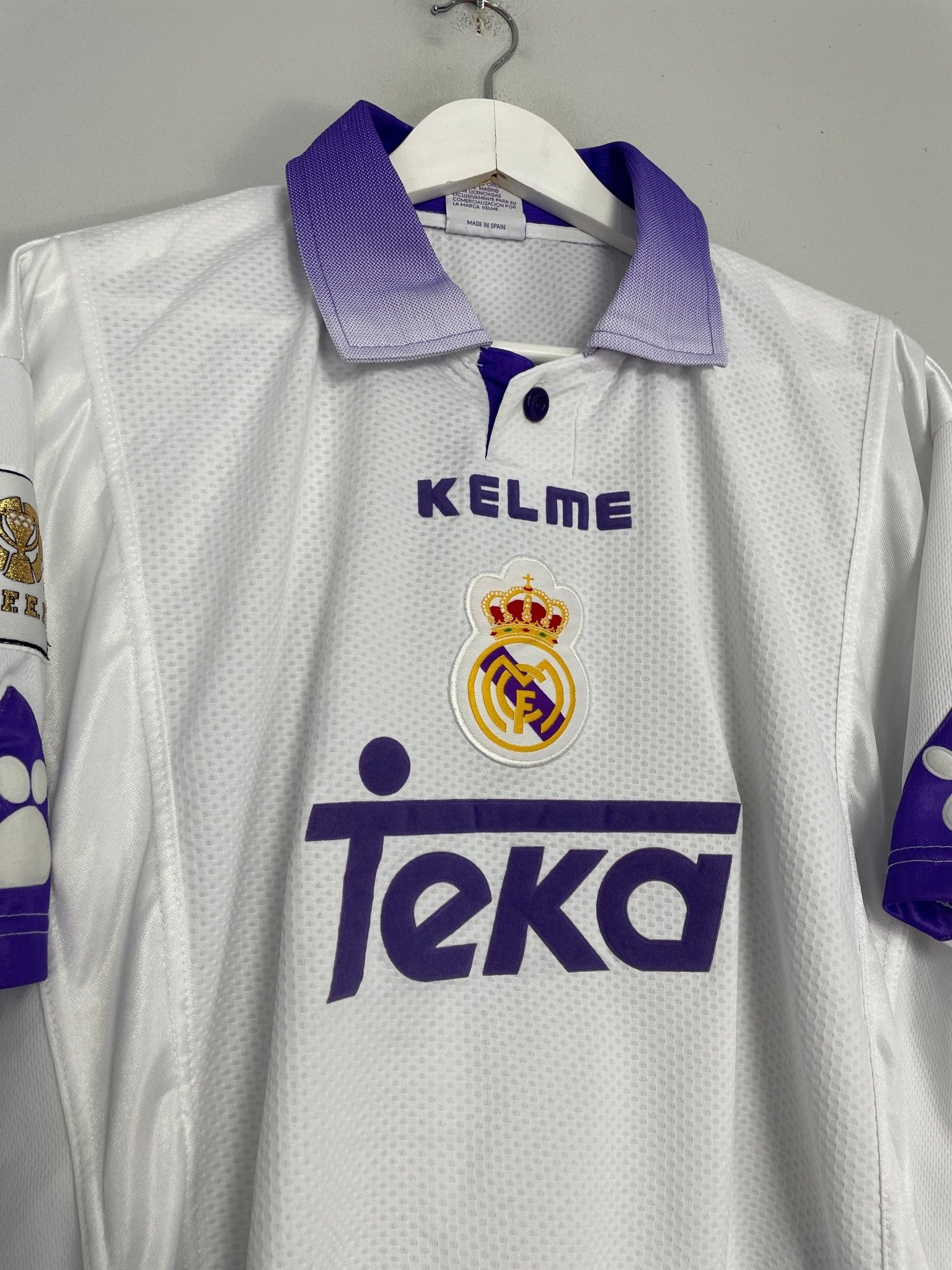Shop 1997/98 REAL MADRID HOME SHIRT (XL) KELME, classic football shirts, vintage football shirts & retro soccer jerseys at Cult Kits