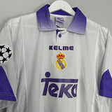 Shop 1997/98 REAL MADRID SUKER #9 C/L HOME SHIRT (L) KELME, classic football shirts, vintage football shirts & retro soccer jerseys at Cult Kits