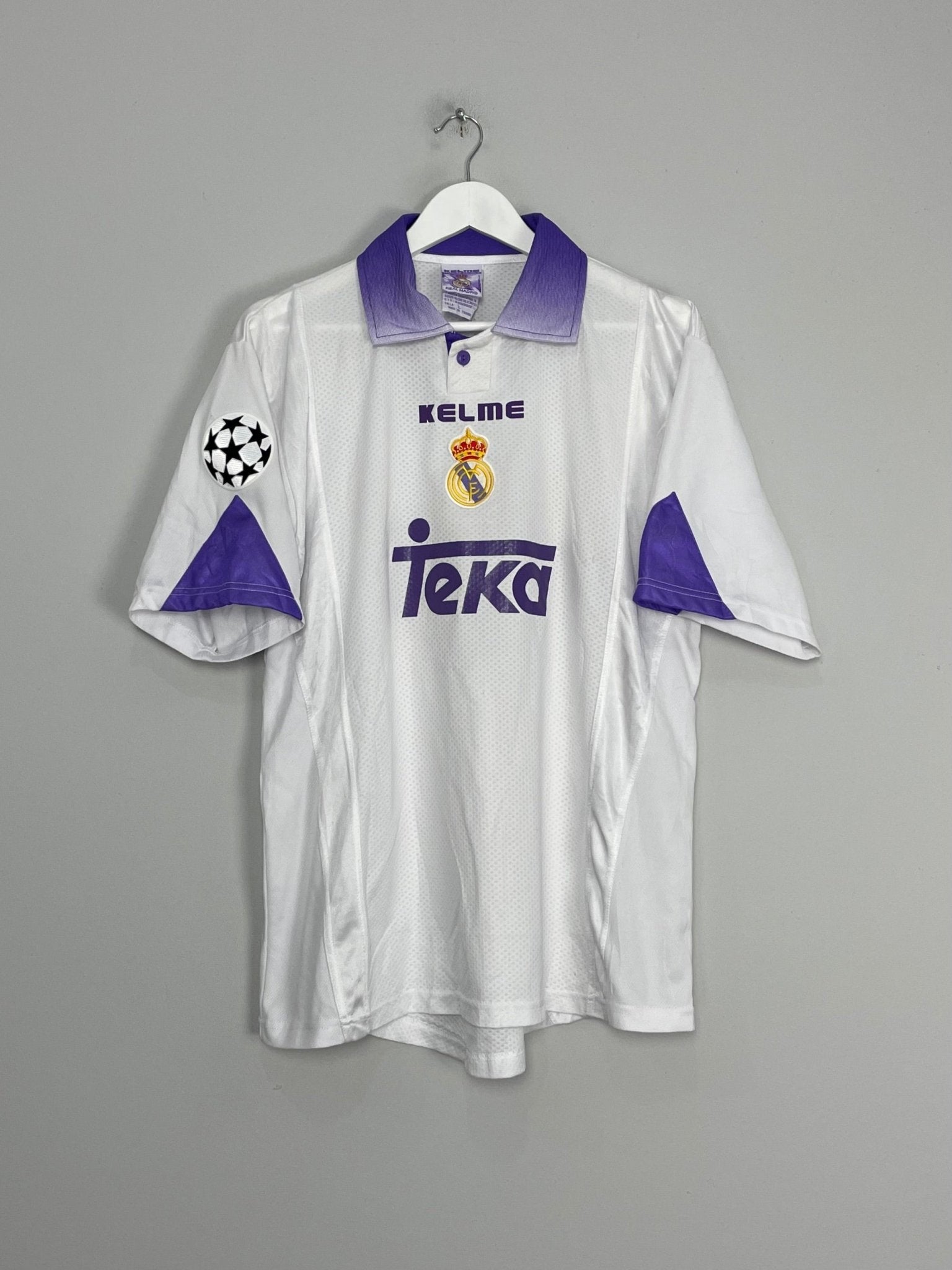 Shop 1997/98 REAL MADRID SUKER #9 C/L HOME SHIRT (L) KELME, classic football shirts, vintage football shirts & retro soccer jerseys at Cult Kits