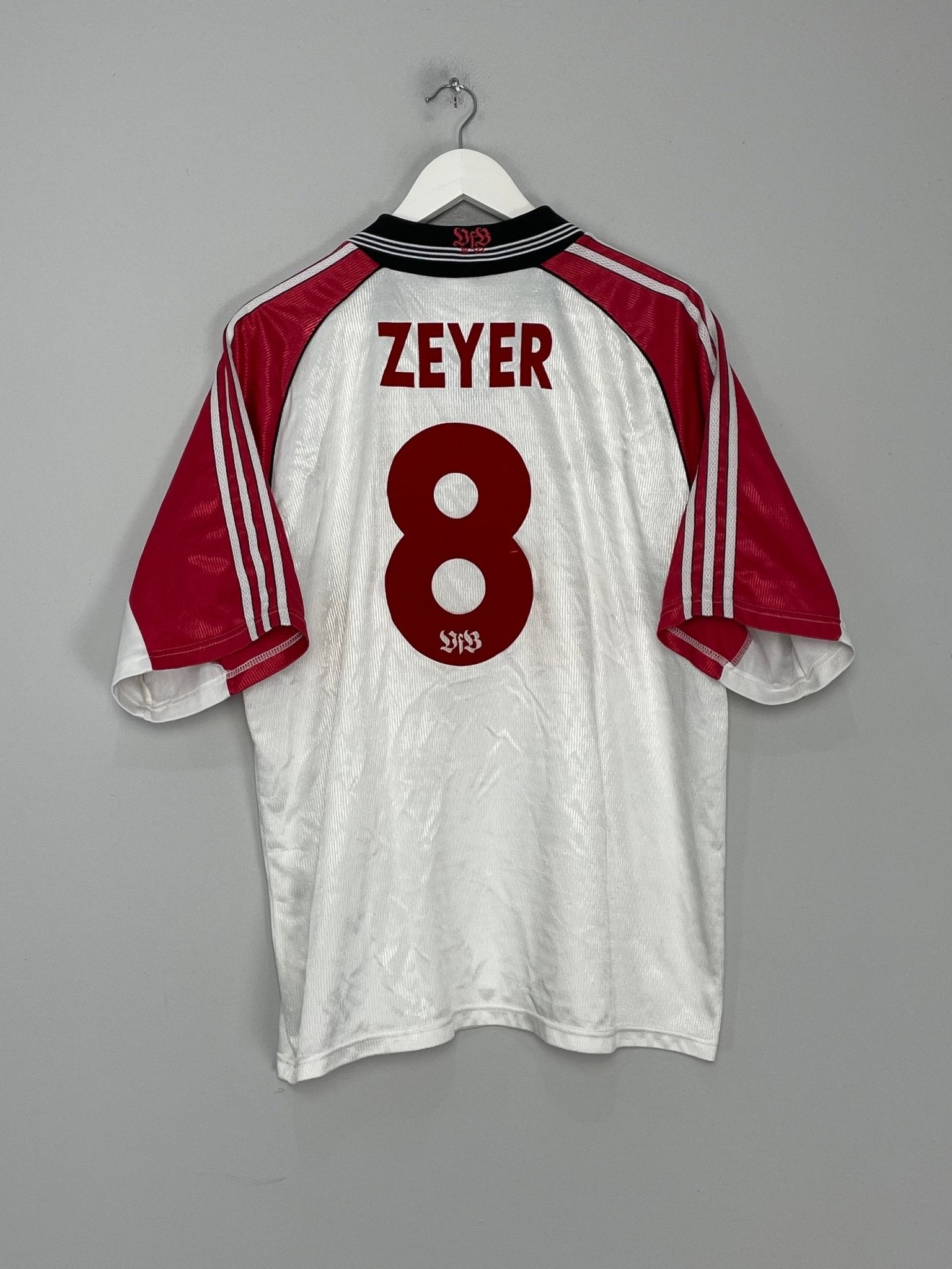 Shop 1997/98 STUTTGART ZEYER #8 HOME SHIRT (L) ADIDAS, classic football shirts, vintage football shirts & retro soccer jerseys at Cult Kits