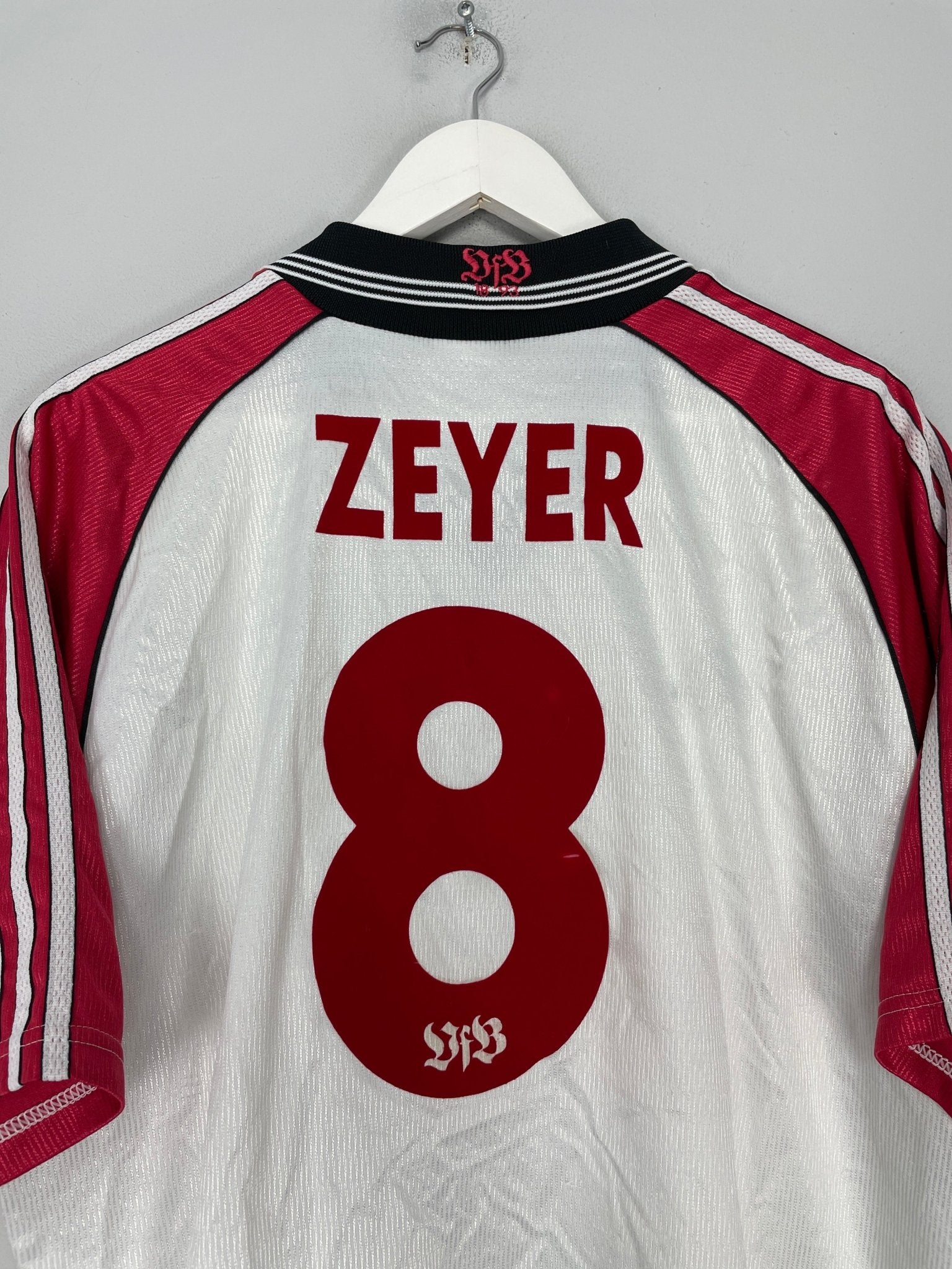 Shop 1997/98 STUTTGART ZEYER #8 HOME SHIRT (L) ADIDAS, classic football shirts, vintage football shirts & retro soccer jerseys at Cult Kits