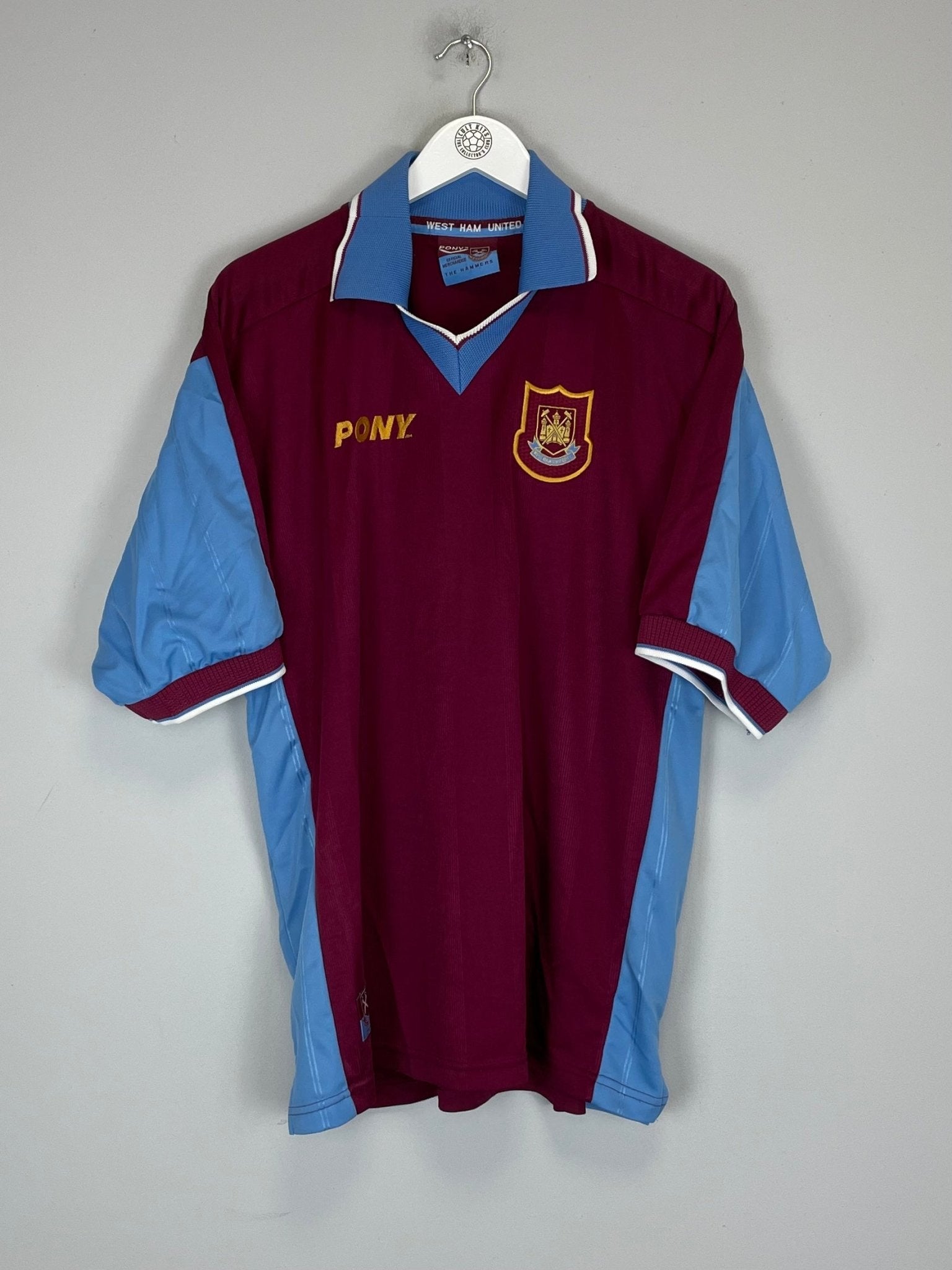 Shop 1997/98 WEST HAM HOME SHIRT (L) PONY, classic football shirts, vintage football shirts & retro soccer jerseys at Cult Kits