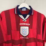 Shop 1997/99 ENGLAND AWAY SHIRT (L) UMBRO, classic football shirts, vintage football shirts & retro soccer jerseys at Cult Kits