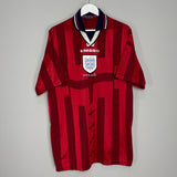 Shop 1997/99 ENGLAND AWAY SHIRT (XL) UMBRO, classic football shirts, vintage football shirts & retro soccer jerseys at Cult Kits