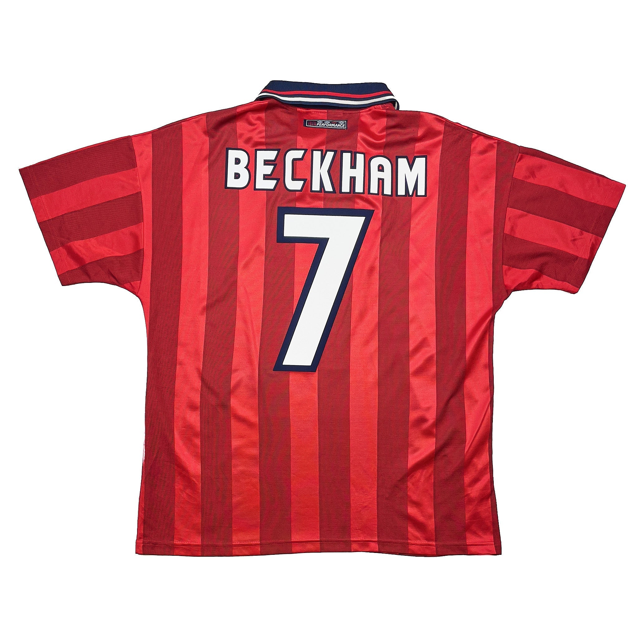 Buy 1997/99 England Beckham 7 Away Shirt (L) Umbro ~ Free worldwide shipping ~ Authentic Vintage Football Shirts from Cult Kits