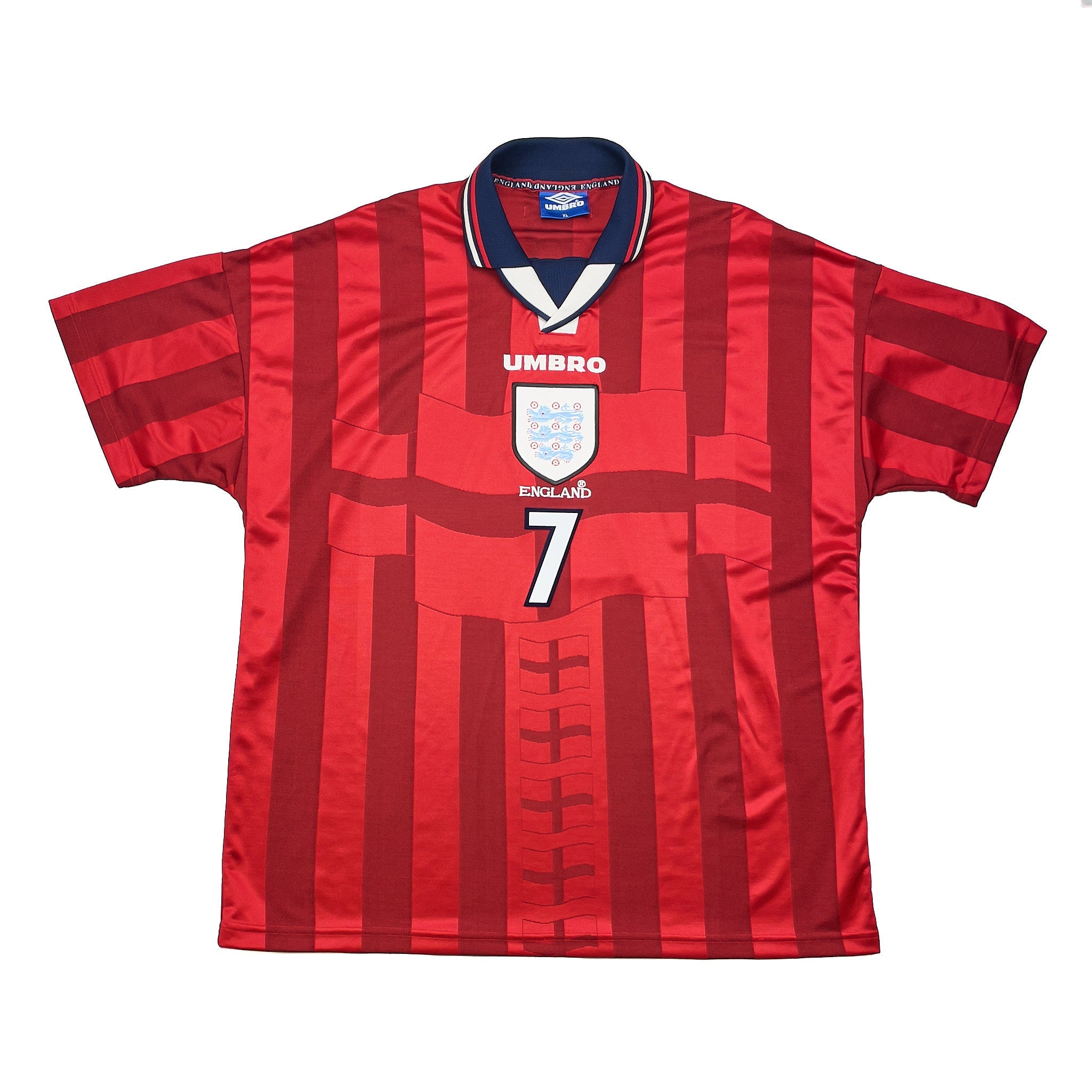 Buy 1997/99 ENGLAND BECKHAM 7 AWAY SHIRT (XL) UMBRO ~ Free worldwide shipping available ~ Authentic Vintage Football Shirts from Cult Kits