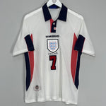 Shop 1997/99 ENGLAND BECKHAM #7 HOME SHIRT (M) UMBRO, classic football shirts, vintage football shirts & retro soccer jerseys at Cult Kits