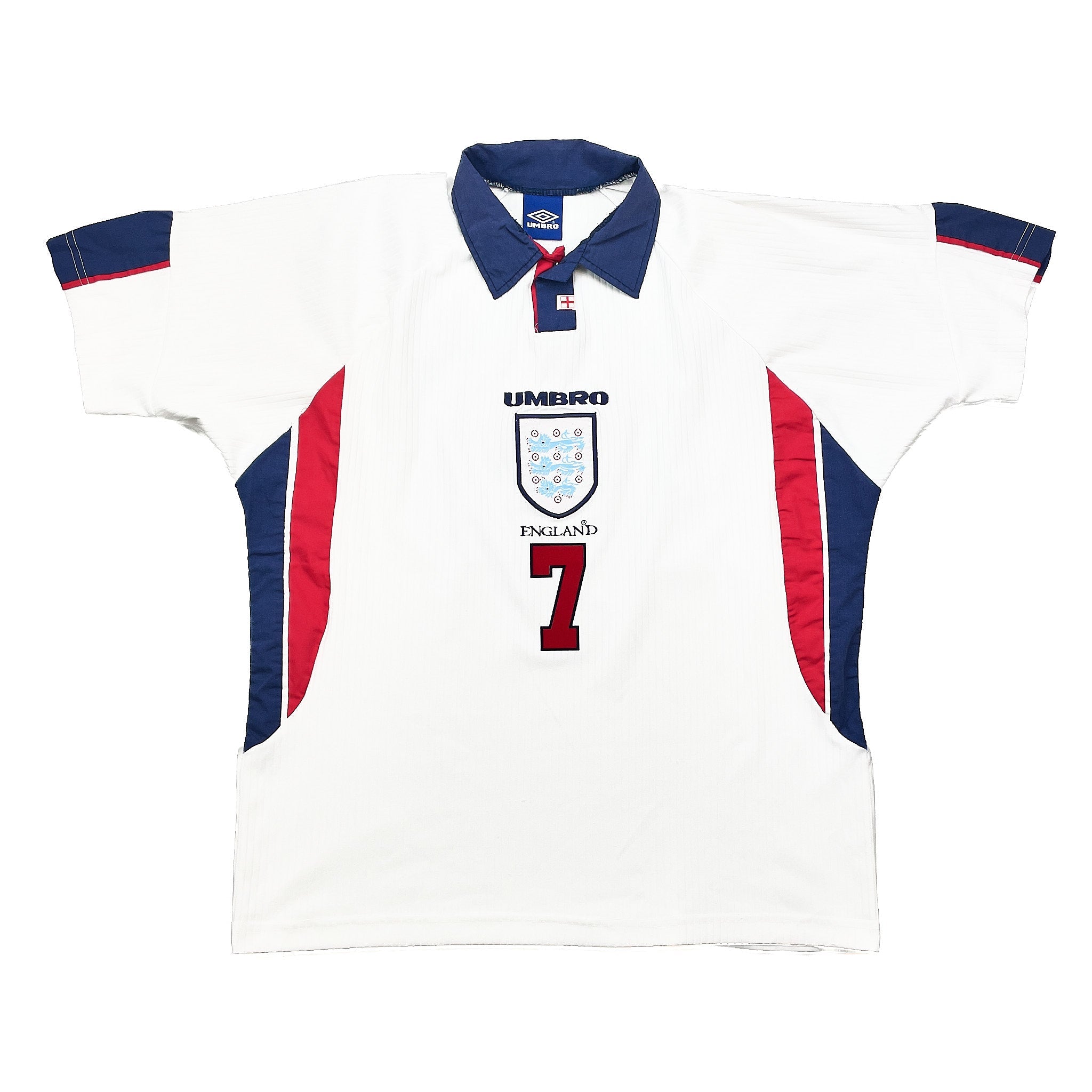 Buy 1997/99 England Beckham 7 Home Shirt (XL) Umbro ~ Free worldwide shipping available ~ Authentic Vintage Football Shirts from Cult Kits