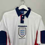 Shop 1997/99 ENGLAND HOME SHIRT (XL) UMBRO, classic football shirts, vintage football shirts & retro soccer jerseys at Cult Kits
