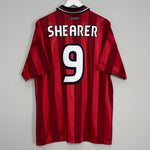 Shop 1997/99 ENGLAND SHEARER #9 AWAY SHIRT (XL) UMBRO, classic football shirts, vintage football shirts & retro soccer jerseys at Cult Kits