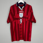 Shop 1997/99 ENGLAND SHEARER #9 AWAY SHIRT (XL) UMBRO, classic football shirts, vintage football shirts & retro soccer jerseys at Cult Kits