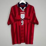 Shop 1997/99 ENGLAND SHEARER #9 AWAY SHIRT (XL) UMBRO, classic football shirts, vintage football shirts & retro soccer jerseys at Cult Kits