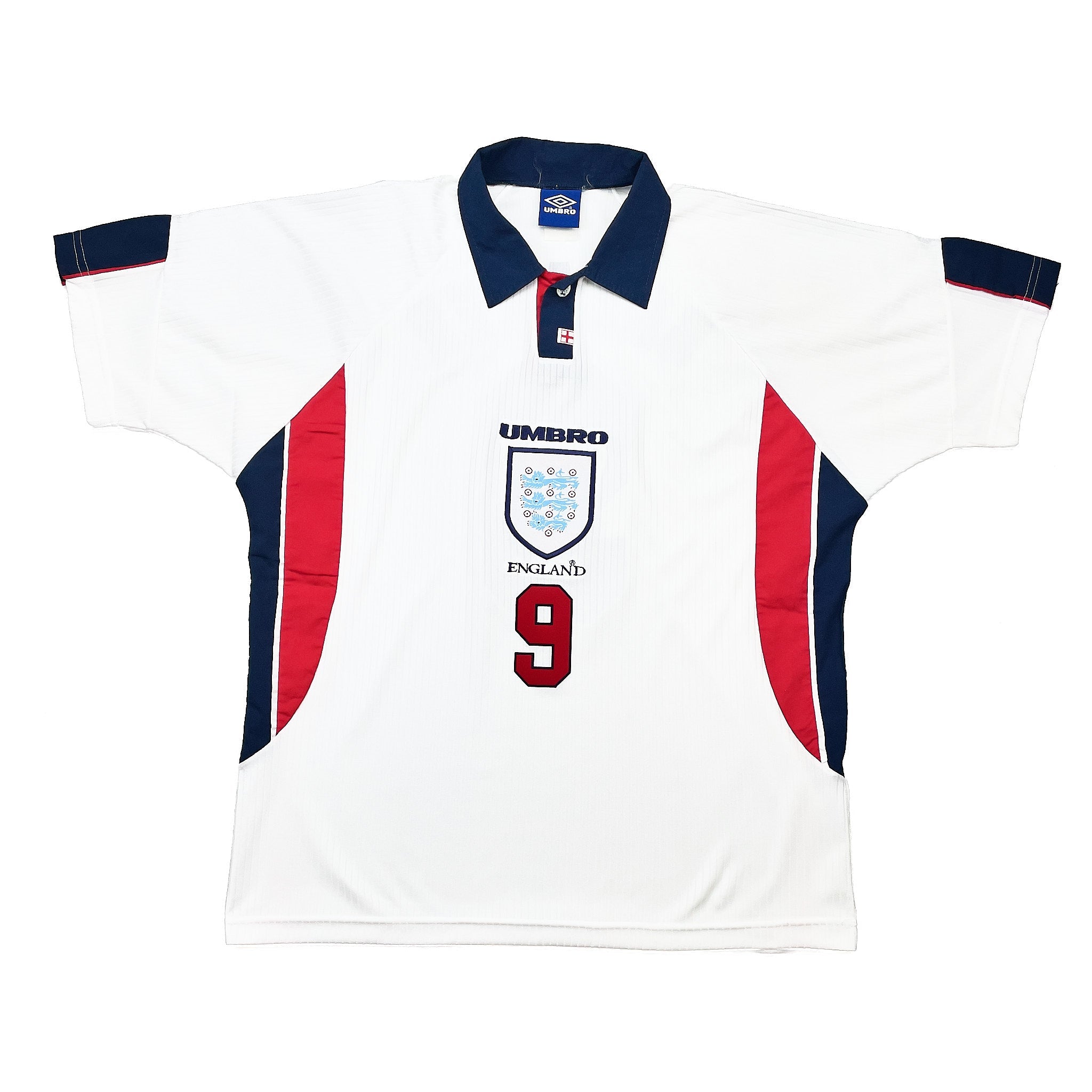 Buy 1997/99 England Shearer 9 Home Shirt (XL) Umbro ~ Free worldwide shipping ~ Authentic Vintage Football Shirts from Cult Kits