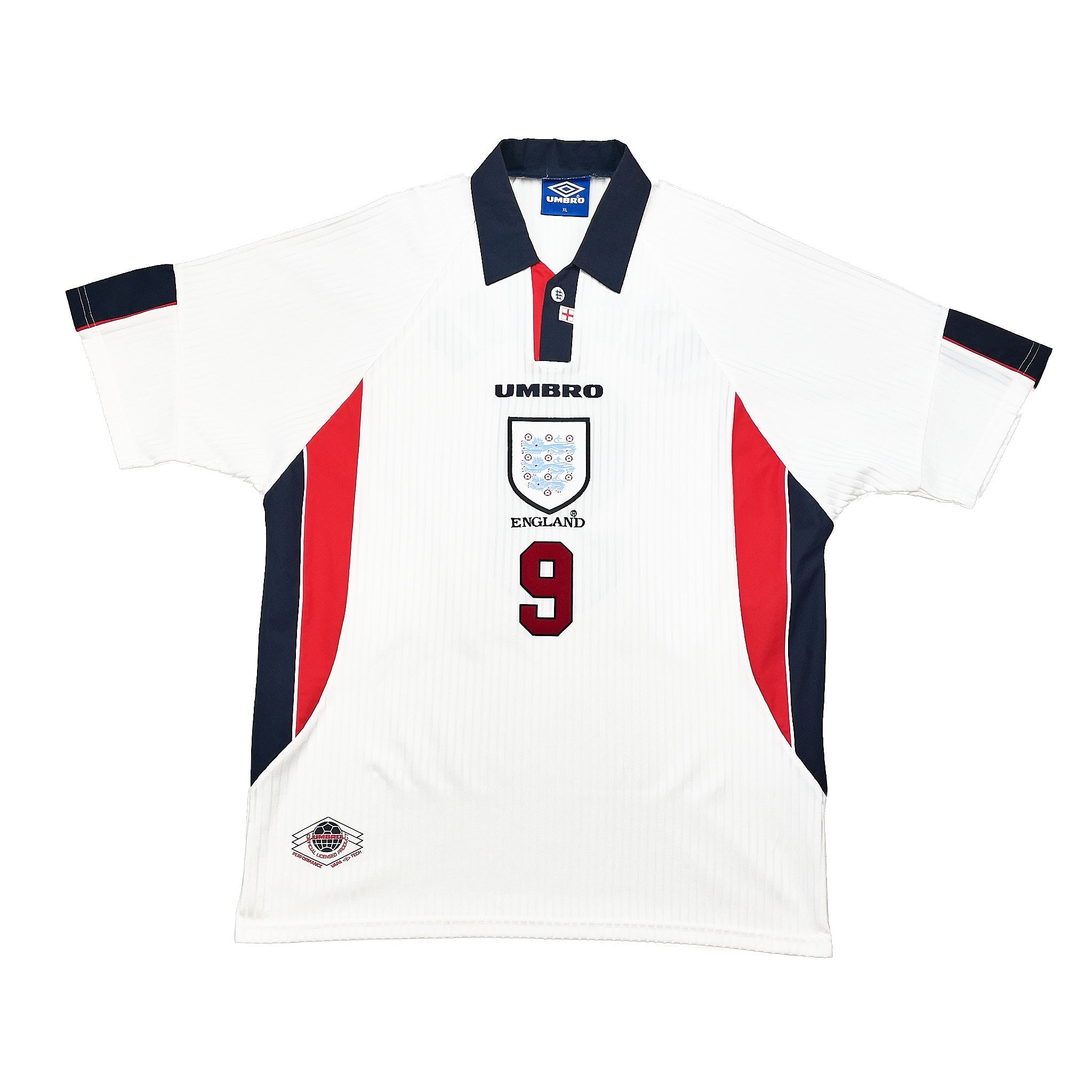 Buy 1997/99 England Shearer 9 Home Shirt (XL) Umbro ~ Free worldwide shipping available ~ Authentic Vintage Football Shirts from Cult Kits