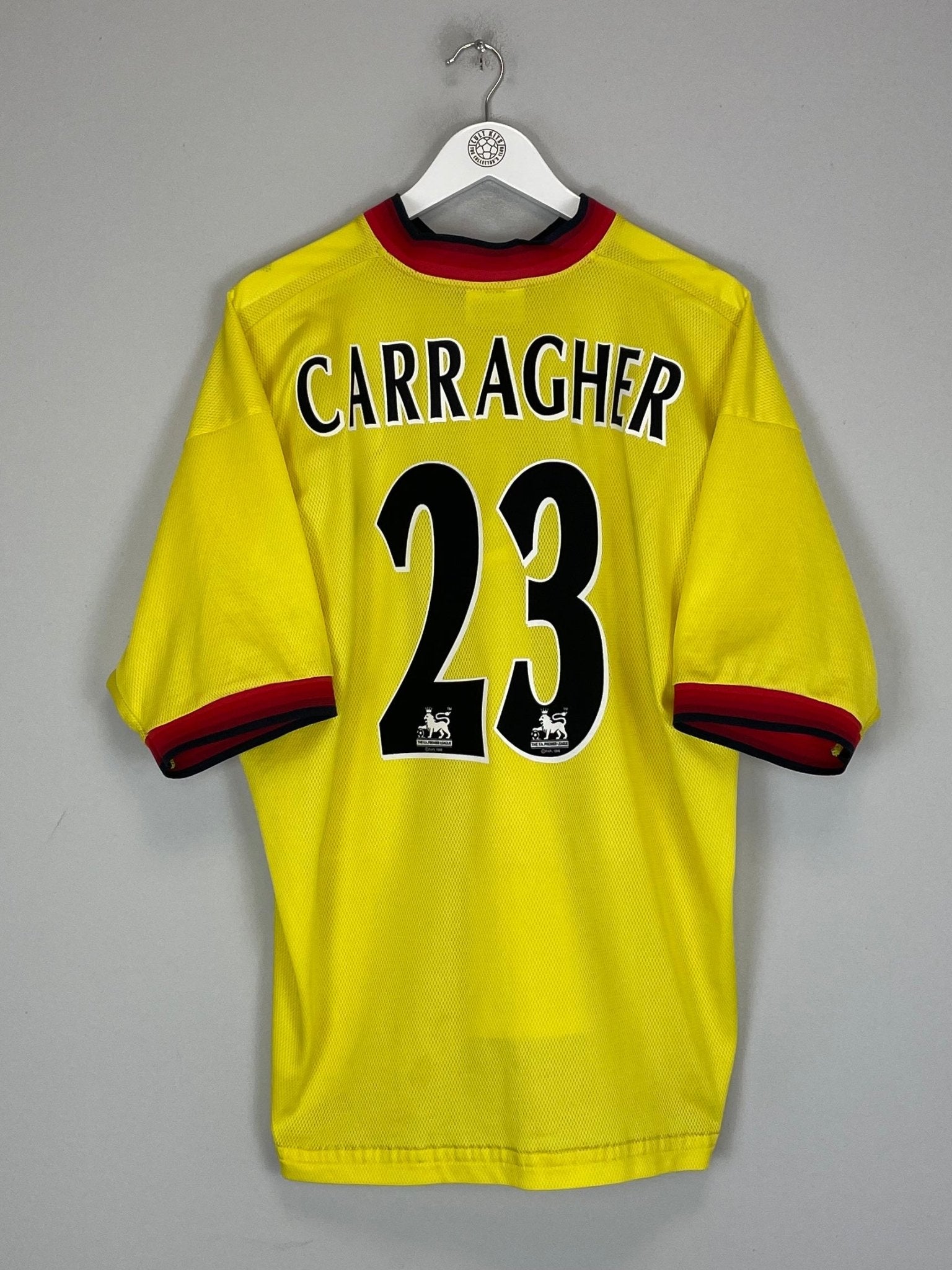 Shop 1997/99 LIVERPOOL CARRAGHER #23 AWAY SHIRT (XL) REEBOK, classic football shirts, vintage football shirts & retro soccer jerseys at Cult Kits