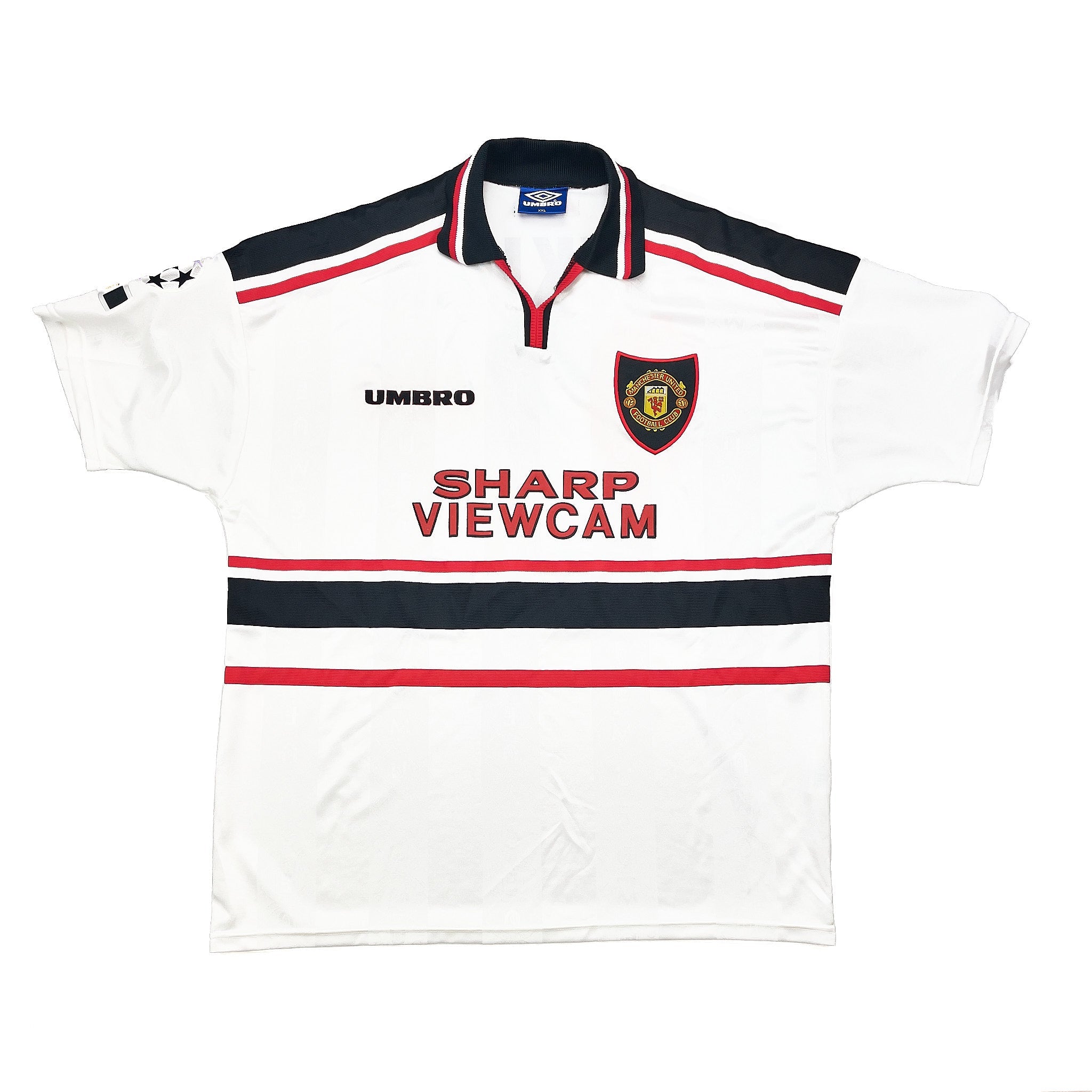 Buy 1997/99 Manchester United Beckham 7 C/L Away Shirt (XXL) Umbro ~ Free worldwide shipping available ~ Authentic Vintage Football Shirts from Cult Kits