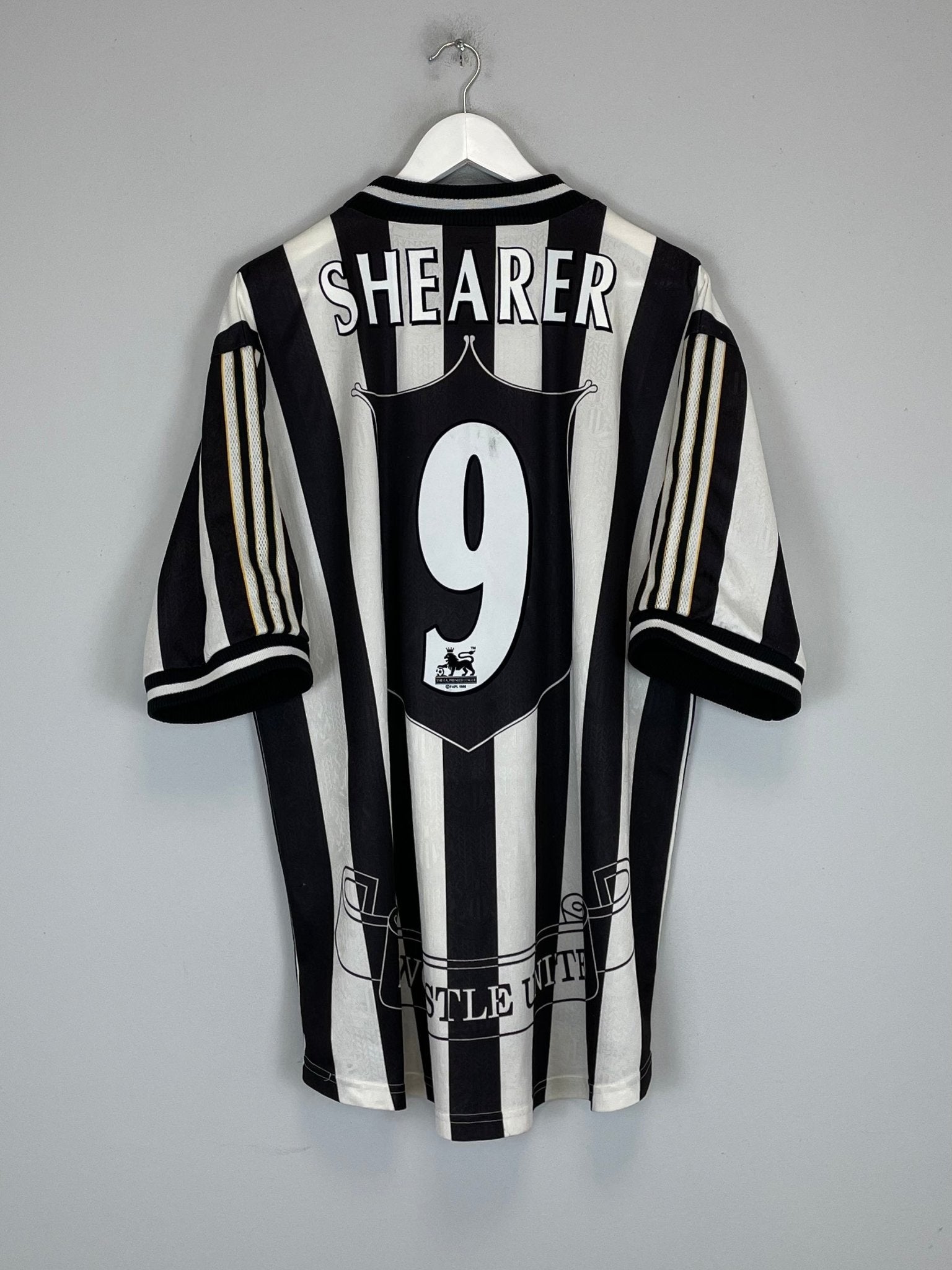 Shop 1997/99 NEWCASTLE UNITED SHEARER #9 HOME SHIRT (XL) ADIDAS, classic football shirts, vintage football shirts & retro soccer jerseys at Cult Kits