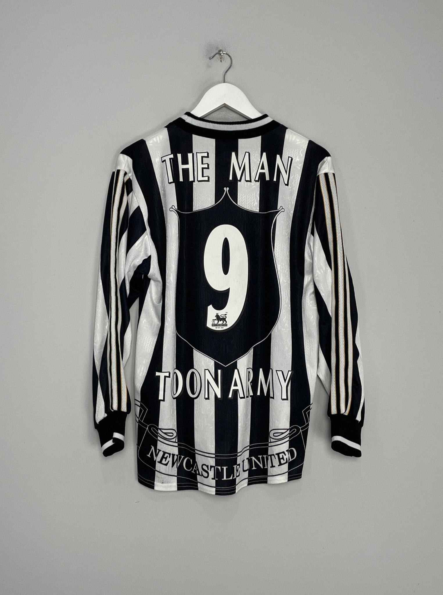 Shop 1997/99 NEWCASTLE UNITED 'THE MAN' #9 HOME SHIRT (M) ADIDAS, classic football shirts, vintage football shirts & retro soccer jerseys at Cult Kits