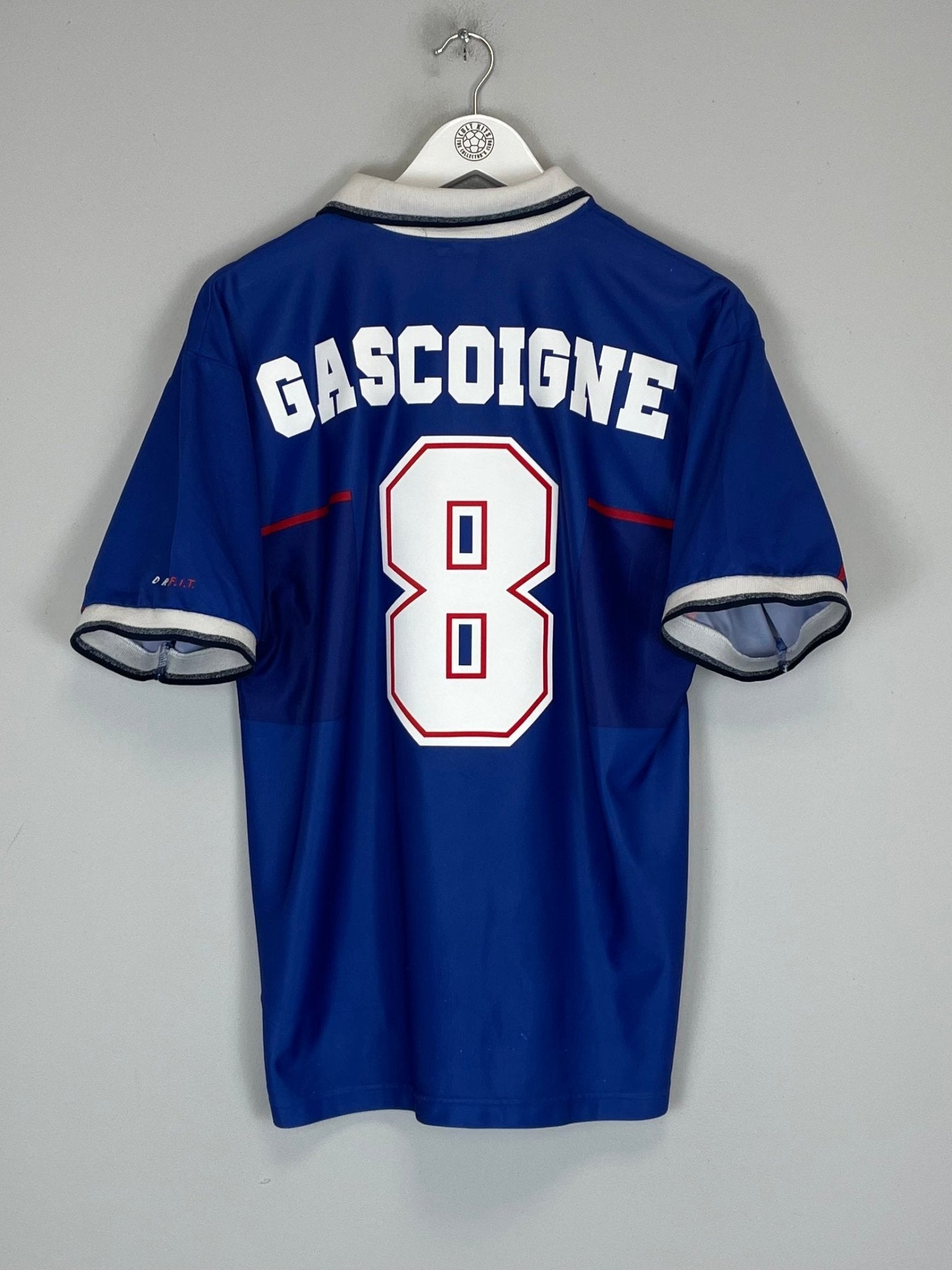 Shop 1997/99 RANGERS GASCOIGNE #8 HOME SHIRT (L) NIKE, classic football shirts, vintage football shirts & retro soccer jerseys at Cult Kits