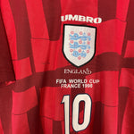 Shop 1998 ENGLAND SHERINGHAM #10 AWAY SHIRT (L) UMBRO, classic football shirts, vintage football shirts & retro soccer jerseys at Cult Kits