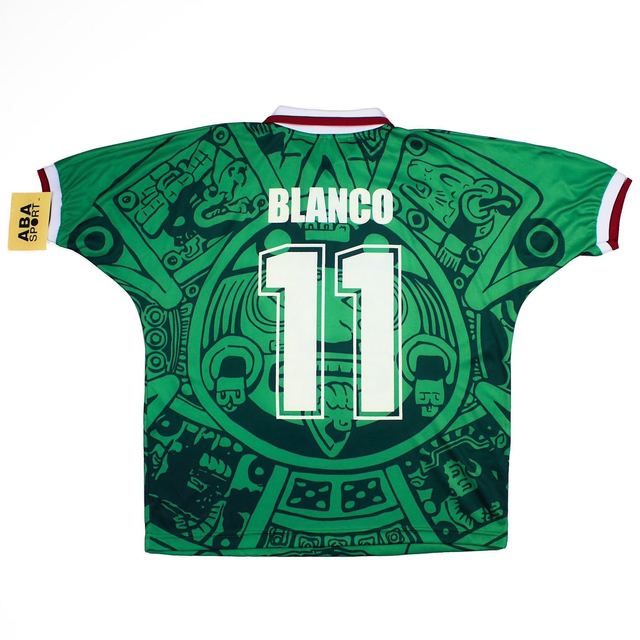 Buy 1998 Mexico Blanco 11 *BNWT* Reissue Home Shirt (L) ABA Sport ~ Free worldwide shipping ~ Authentic Vintage Football Shirts from Cult Kits