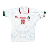 Buy 1998 Mexico Blanco 11 *BNWT with Defects* Reissue Away Shirt (S) ABA Sport ~ Free worldwide shipping ~ Authentic Vintage Football Shirts from Cult Kits