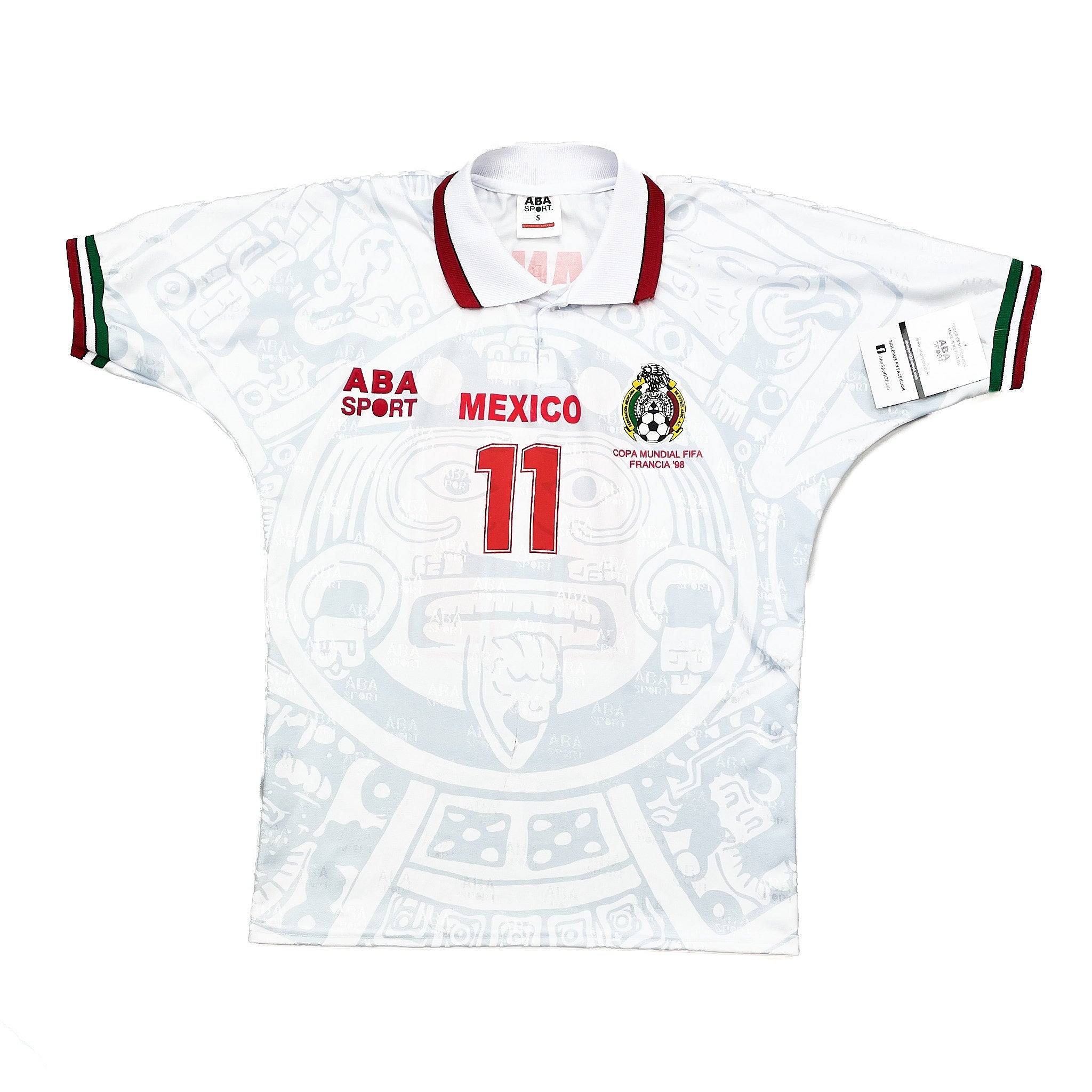 Buy 1998 Mexico Blanco 11 *BNWT with Defects* Reissue Away Shirt (S) ABA Sport ~ Free worldwide shipping ~ Authentic Vintage Football Shirts from Cult Kits