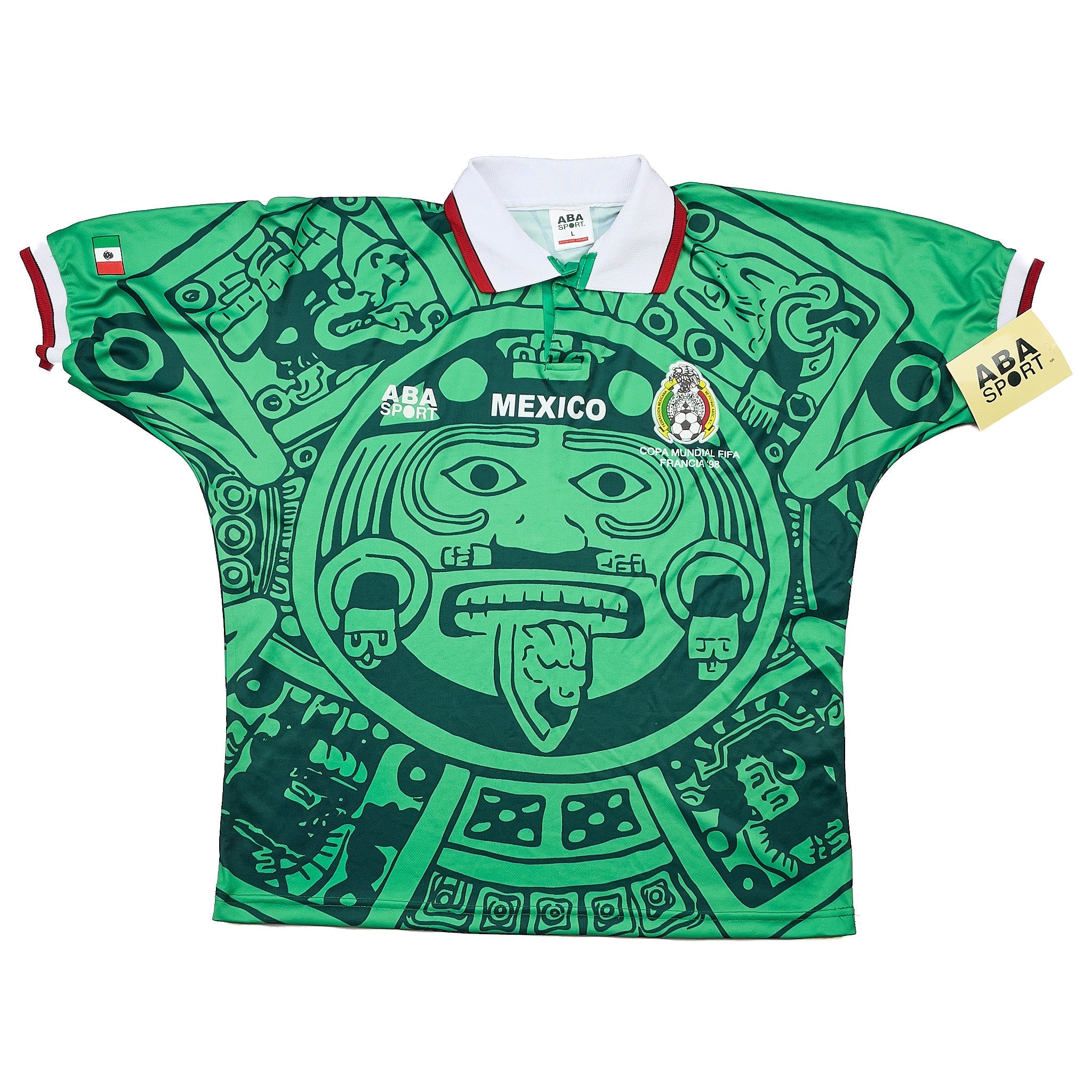 Buy 1998 Mexico *BNWT with Defects* Reissue World Cup Edition Home Shirt (L) ABA Sport ~ Free worldwide shipping ~ Authentic Vintage Football Shirts from Cult Kits