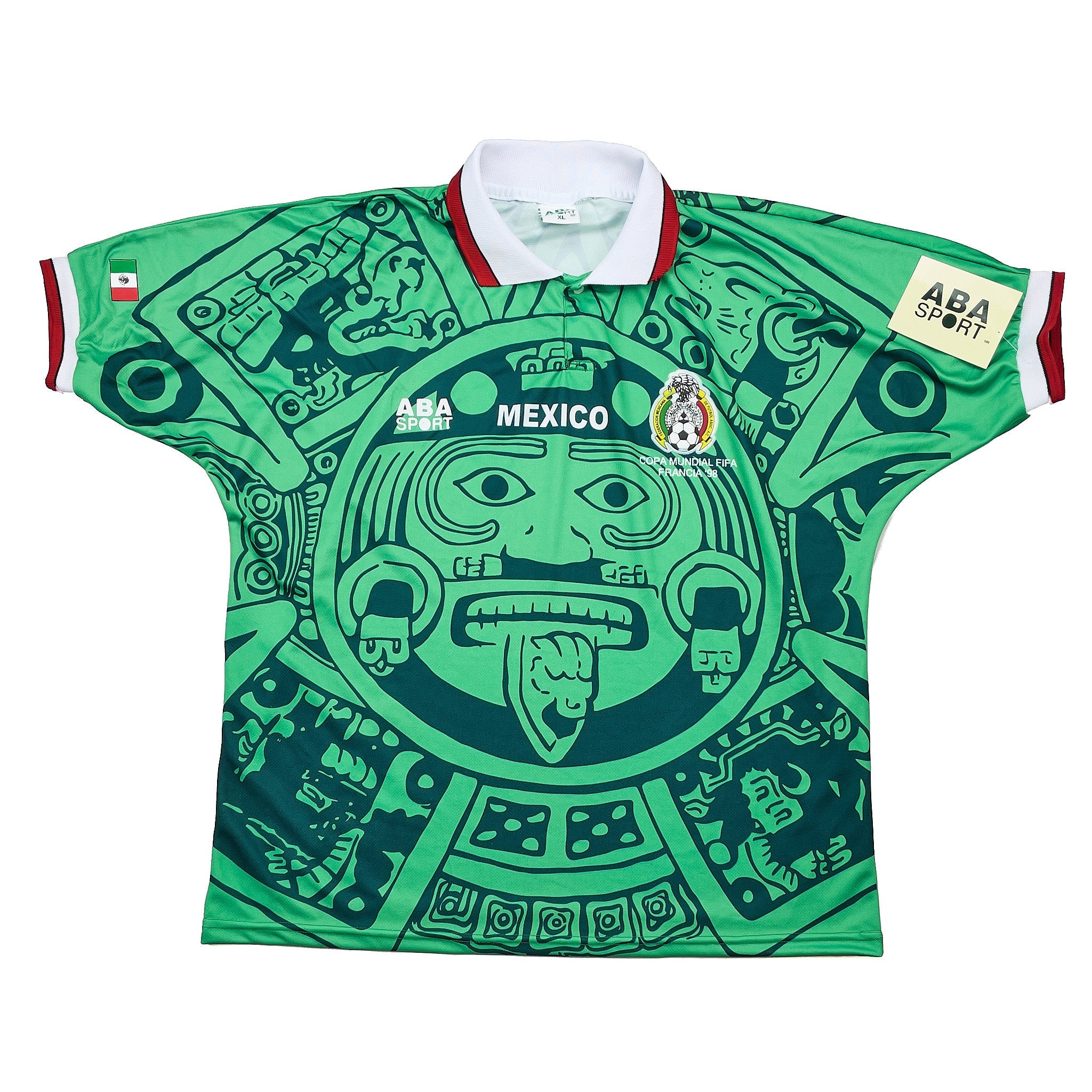 Buy 1998 Mexico *BNWT with Defects* Reissue World Cup Edition Home Shirt (XL) ABA Sport ~ Free worldwide shipping ~ Authentic Vintage Football Shirts from Cult Kits