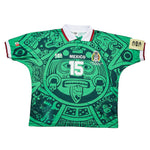 Buy 1998 Mexico Hernandez 15 *BNWT with Defects* Reissue World Cup Edition Home Shirt (XL) ABA Sport ~ Free worldwide shipping ~ Authentic Vintage Football Shirts from Cult Kits