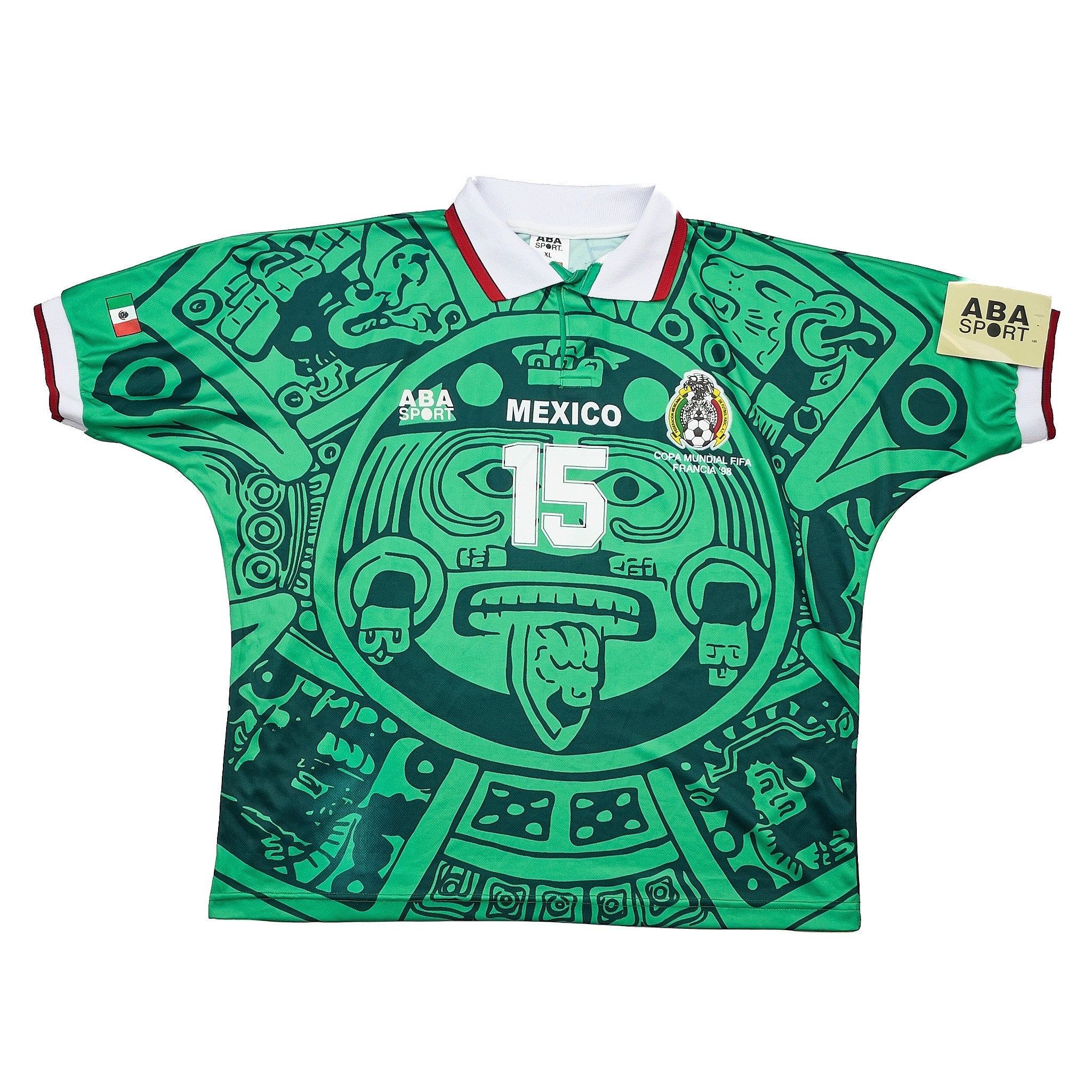 Buy 1998 Mexico Hernandez 15 *BNWT with Defects* Reissue World Cup Edition Home Shirt (XL) ABA Sport ~ Free worldwide shipping ~ Authentic Vintage Football Shirts from Cult Kits