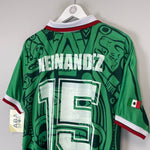 1998 Mexico Hernandez 15 *Reissue* World Cup Edition Home (Multiple) ABA Sport - Cult Kits - Small - Buy Vintage Football Shirts, Authentic Retro Football Shirts For Sale, Classic Football Shirts & Soccer Jersey