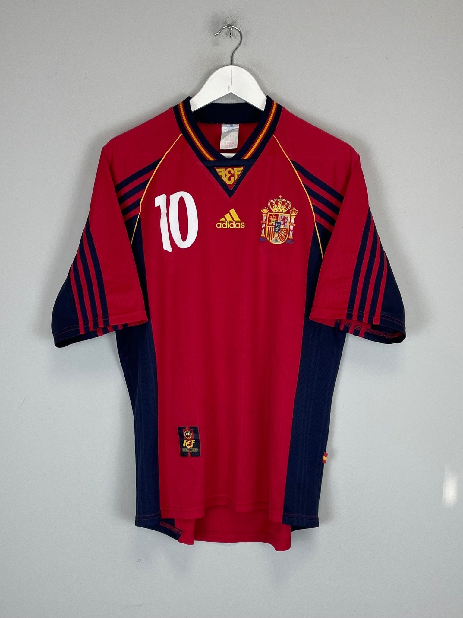 Shop 1998 SPAIN RAUL #10 HOME SHIRT (M) ADIDAS, classic football shirts, vintage football shirts & retro soccer jerseys at Cult Kits