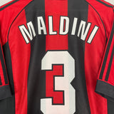 Shop 1998/00 AC MILAN MALDINI #3 HOME SHIRT (M) ADIDAS, classic football shirts, vintage football shirts & retro soccer jerseys at Cult Kits