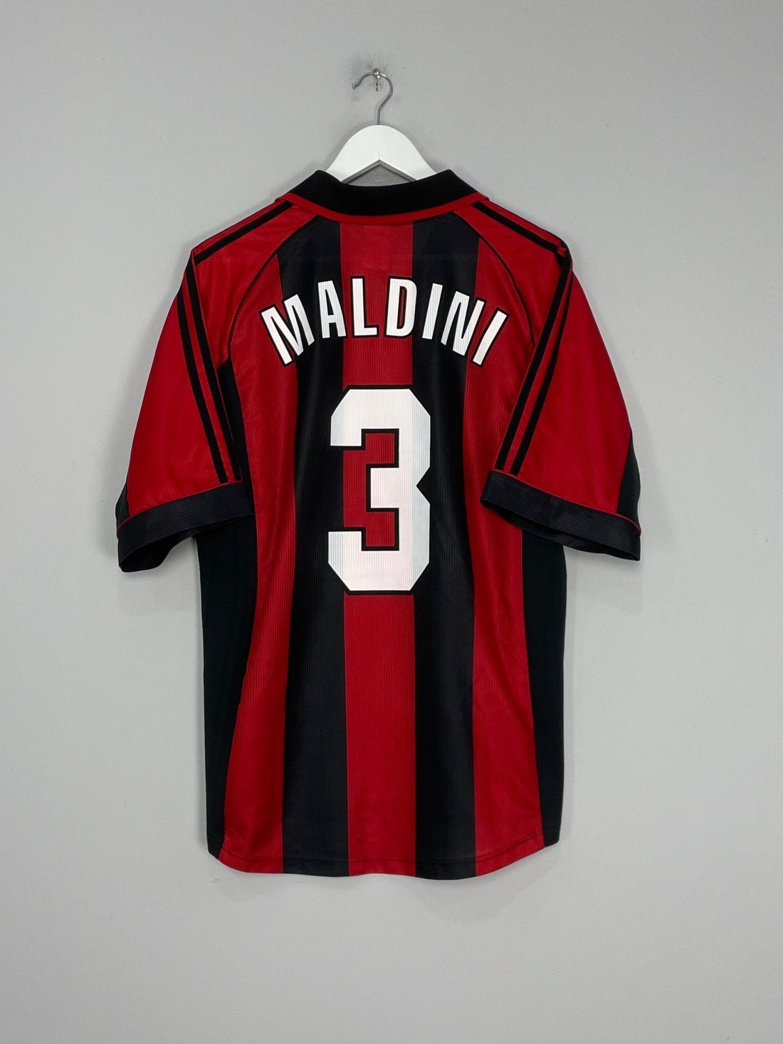 Shop 1998/00 AC MILAN MALDINI #3 HOME SHIRT (M) ADIDAS, classic football shirts, vintage football shirts & retro soccer jerseys at Cult Kits