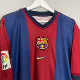 Shop 1998/00 BARCELONA GUARDIOLA #4 HOME SHIRT (L) NIKE, classic football shirts, vintage football shirts & retro soccer jerseys at Cult Kits