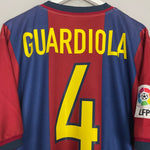 Shop 1998/00 BARCELONA GUARDIOLA #4 HOME SHIRT (L) NIKE, classic football shirts, vintage football shirts & retro soccer jerseys at Cult Kits