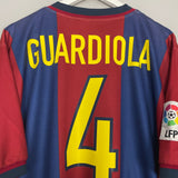 Shop 1998/00 BARCELONA GUARDIOLA #4 HOME SHIRT (L) NIKE, classic football shirts, vintage football shirts & retro soccer jerseys at Cult Kits