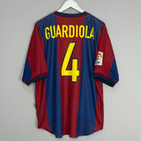 Shop 1998/00 BARCELONA GUARDIOLA #4 HOME SHIRT (L) NIKE, classic football shirts, vintage football shirts & retro soccer jerseys at Cult Kits