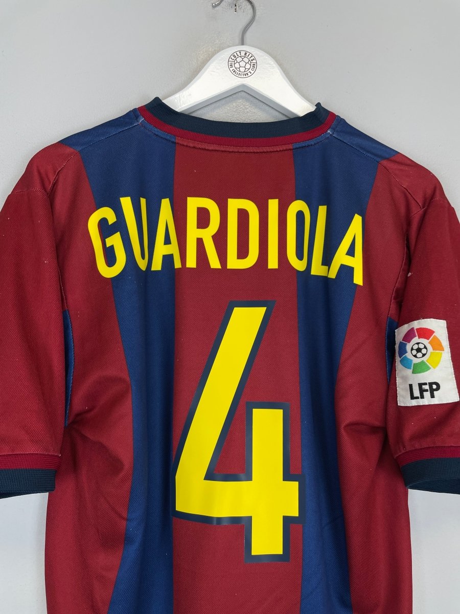 1998/00 BARCELONA GUARDIOLA 4 HOME SHIRT (M) ADIDAS - Cult Kits - Medium - Buy Vintage Football Shirts, Authentic Retro Football Shirts For Sale, Classic Football Shirts & Soccer Jersey