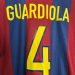 Shop 1998/00 BARCELONA GUARDIOLA #4 HOME SHIRT (M) NIKE, classic football shirts, vintage football shirts & retro soccer jerseys at Cult Kits