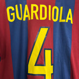 Shop 1998/00 BARCELONA GUARDIOLA #4 HOME SHIRT (M) NIKE, classic football shirts, vintage football shirts & retro soccer jerseys at Cult Kits