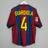 Shop 1998/00 BARCELONA GUARDIOLA #4 HOME SHIRT (M) NIKE, classic football shirts, vintage football shirts & retro soccer jerseys at Cult Kits