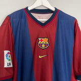 Shop 1998/00 BARCELONA GUARDIOLA #4 HOME SHIRT (XL) NIKE, classic football shirts, vintage football shirts & retro soccer jerseys at Cult Kits