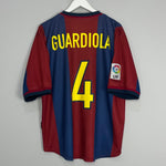 Shop 1998/00 BARCELONA GUARDIOLA #4 HOME SHIRT (XL) NIKE, classic football shirts, vintage football shirts & retro soccer jerseys at Cult Kits