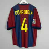 Shop 1998/00 BARCELONA GUARDIOLA #4 HOME SHIRT (XL) NIKE, classic football shirts, vintage football shirts & retro soccer jerseys at Cult Kits