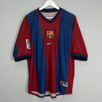Shop 1998/00 BARCELONA GUARDIOLA #4 HOME SHIRT (XL) NIKE, classic football shirts, vintage football shirts & retro soccer jerseys at Cult Kits