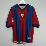 Shop 1998/00 BARCELONA GUARDIOLA #4 HOME SHIRT (XL) NIKE, classic football shirts, vintage football shirts & retro soccer jerseys at Cult Kits