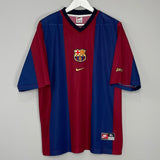 Shop 1998/00 BARCELONA HOME SHIRT (XL) BASIC NIKE, classic football shirts, vintage football shirts & retro soccer jerseys at Cult Kits
