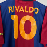 Shop 1998/00 BARCELONA RIVALDO #10 HOME SHIRT (L) NIKE BASIC, classic football shirts, vintage football shirts & retro soccer jerseys at Cult Kits